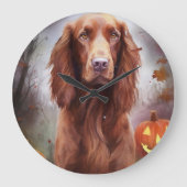 Halloween Irish Red Setter met pompoenen eng Grote Klok (Voorkant)
