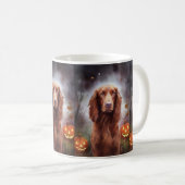 Halloween Irish Red Setter met pompoenen eng Koffiemok (Voorkant rechts)