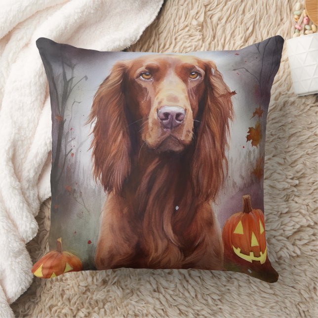 Halloween Irish Red Setter met pompoenen eng Kussen (Deken)