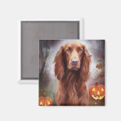 Halloween Irish Red Setter met pompoenen eng Magneet (Voorkant / Achterkant)