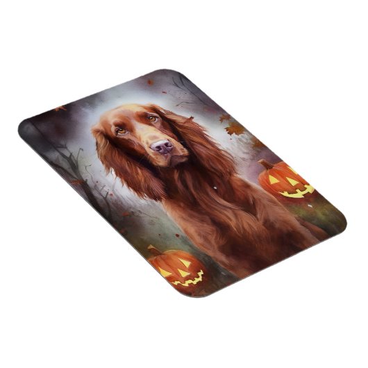 Halloween Irish Red Setter met pompoenen eng Magneet (Rechterzijde)