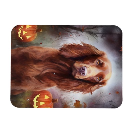 Halloween Irish Red Setter met pompoenen eng Magneet (Horizontaal)