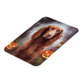 Halloween Irish Red Setter met pompoenen eng Magneet (Linkerzijde)