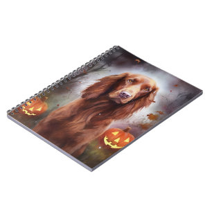 Halloween Irish Red Setter met pompoenen eng Notitieboek