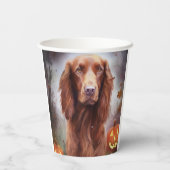 Halloween Irish Red Setter met pompoenen eng Papieren Bekers (Achterkant)