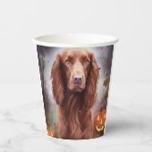 Halloween Irish Red Setter met pompoenen eng Papieren Bekers (Voorkant)