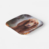 Halloween Irish Red Setter met pompoenen eng Papieren Bordje (Gebogen)