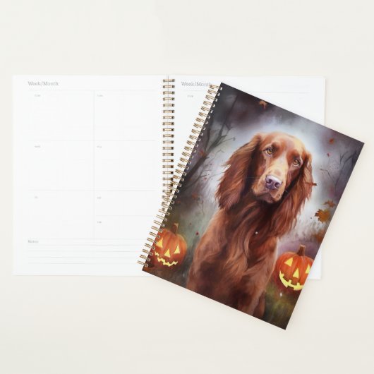 Halloween Irish Red Setter met pompoenen eng Planner (Display)