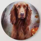Halloween Irish Red Setter met pompoenen eng Ronde Button 6,0 Cm (Voorkant)