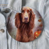 Halloween Irish Red Setter met pompoenen eng Ronde Button 6,0 Cm (In situ)