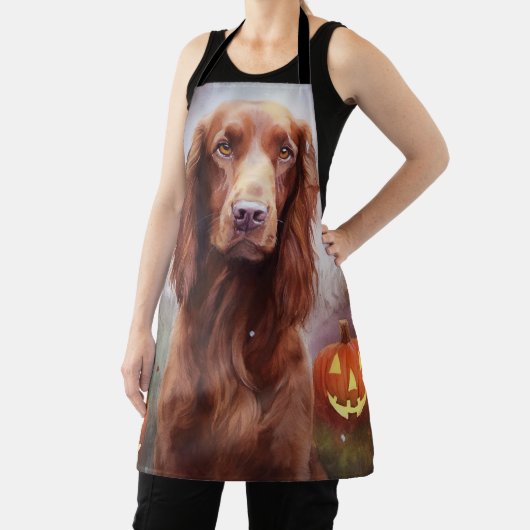 Halloween Irish Red Setter met pompoenen eng Schort (Insitu)
