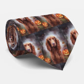 Halloween Irish Red Setter met pompoenen eng Stropdas (Opgerold)
