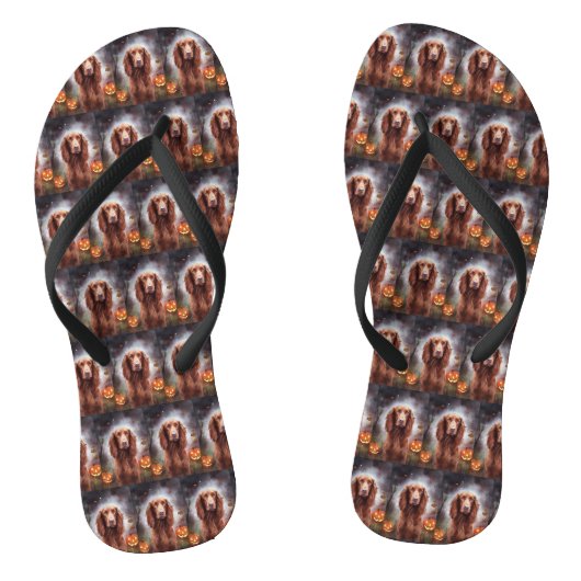 Halloween Irish Red Setter met pompoenen eng Teenslippers (Voetbed)