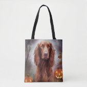 Halloween Irish Red Setter met pompoenen eng Tote Bag (Voorkant)