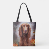 Halloween Irish Red Setter met pompoenen eng Tote Bag (Achterkant)