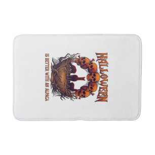 Halloween Is Beter Alpaca Oranje Schedels Spinnenw Badmat