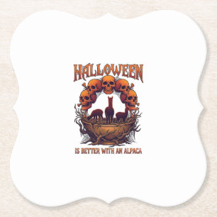 Halloween Is Beter Alpaca Oranje Schedels Spinnenw Kartonnen Onderzetters