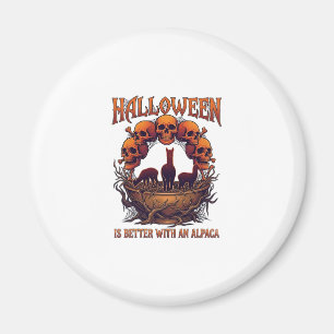 Halloween Is Beter Alpaca Oranje Schedels Spinnenw Magneet