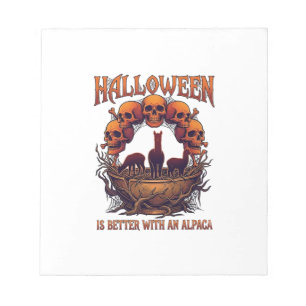 Halloween Is Beter Alpaca Oranje Schedels Spinnenw Notitieblok