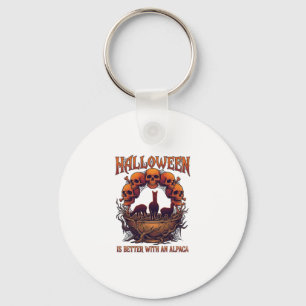 Halloween Is Beter Alpaca Oranje Schedels Spinnenw Sleutelhanger