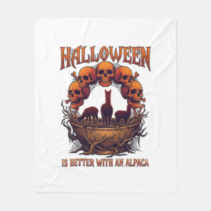 Halloween Is Better Alpaca Oranje Schedels Spinnen Fleece Deken