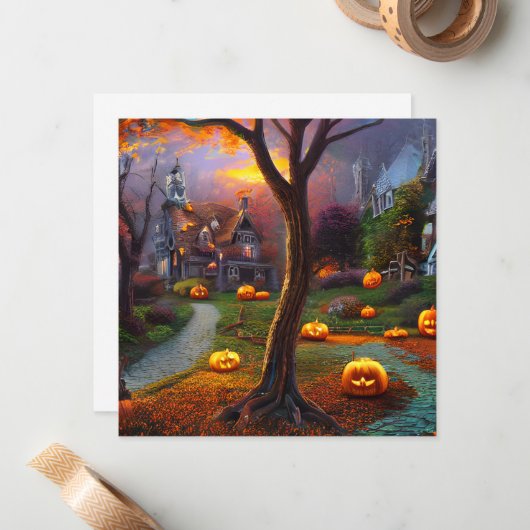 Halloween is een feestdag gevierd op 31 oktober notitiekaartje (Voorkant / Achterkant in situ)