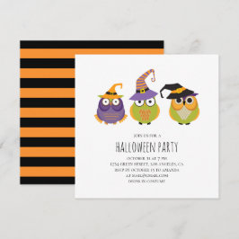 Halloween is een uil. Grappig kinder kostumefeest. Kaart