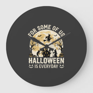 Halloween Is Elke Dag Geheime Maan Heks Silhouet Grote Klok