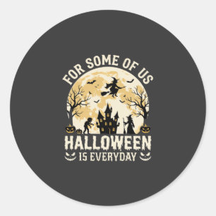 Halloween Is Elke Dag Geheime Maan Heks Silhouet Ronde Sticker