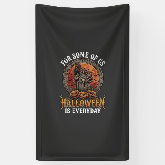 Halloween Is Elke Dag Monster Hand Grafsteen Pompo Spandoek (Verticaal)