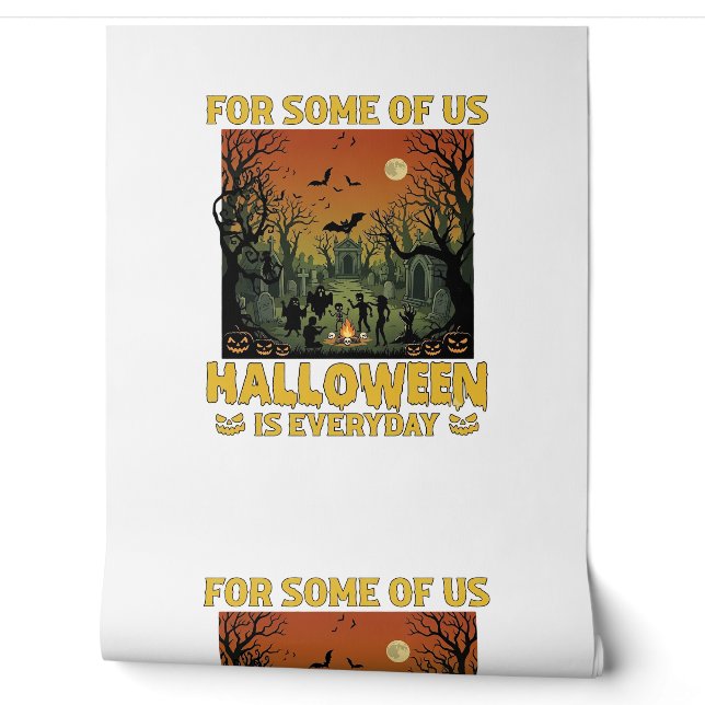 Halloween Is Everyday Kerkhof Zombies Vuurkorf Pu Behang (Afrollen)