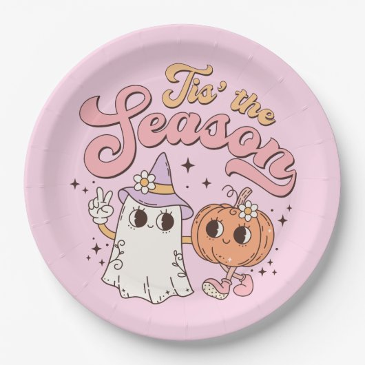 Halloween is het seizoen papieren bordje (Voorkant)