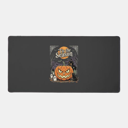 Halloween Is het Seizoen Pompoen Kat Design_1 Bureaumat (Voorkant)