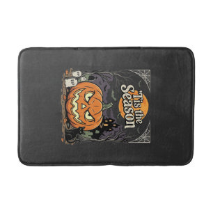 Halloween Is het Seizoen Pompoen Kat Ontwerp_1 Badmat
