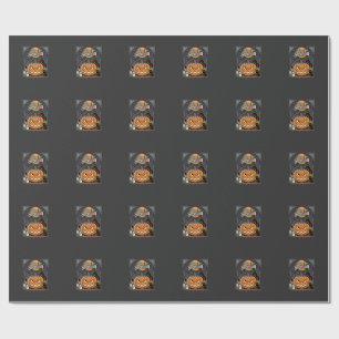 Halloween Is het Seizoen Pompoen Kat Ontwerp_1 Cadeaupapier