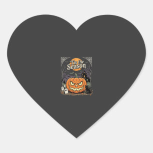 Halloween Is het Seizoen Pompoen Kat Ontwerp_1 Hart Sticker