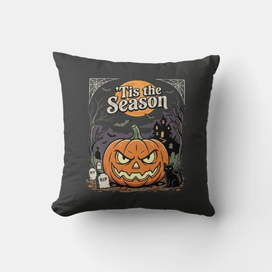 Halloween Is het Seizoen Pompoen Kat Ontwerp_1 Kussen (Voorkant)