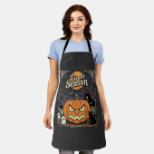 Halloween Is het Seizoen Pompoen Kat Ontwerp_1 Schort (Gedragen)