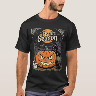 Halloween Is het Seizoen Pompoen Kat Ontwerp_1 T-shirt