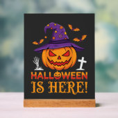 Halloween Is Hier Heks Pompoen Vector Acryl Bord (Neutraal)