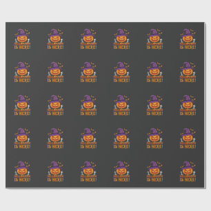 Halloween Is Hier Heks Pompoen Vector Cadeaupapier