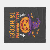 Halloween Is Hier Heks Pompoen Vector Fleece Deken (Voorkant (Horizontaal))