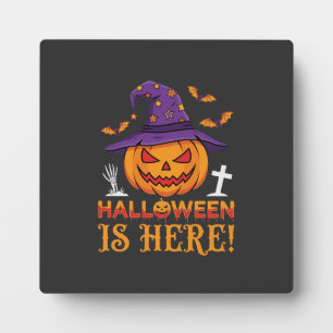Halloween Is Hier Heks Pompoen Vector Fotoplaat