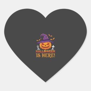Halloween Is Hier Heks Pompoen Vector Hart Sticker