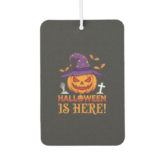 Halloween Is Hier Heks Pompoen Vector Luchtverfrisser (Voorkant)