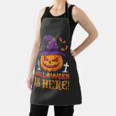 Halloween Is Hier Heks Pompoen Vector Schort (Insitu)