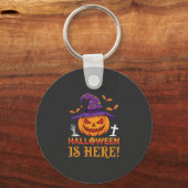 Halloween Is Hier Heks Pompoen Vector Sleutelhanger (Voorkant)