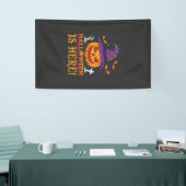 Halloween Is Hier Heks Pompoen Vector Spandoek (Beurs)