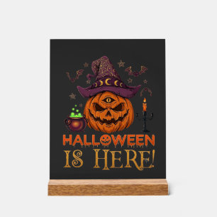 Halloween Is Hier Pompoen Heksenhoed Magische Kete Acryl Bord