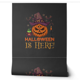 Halloween Is Hier Pompoen Heksenhoed Magische Kete Behang